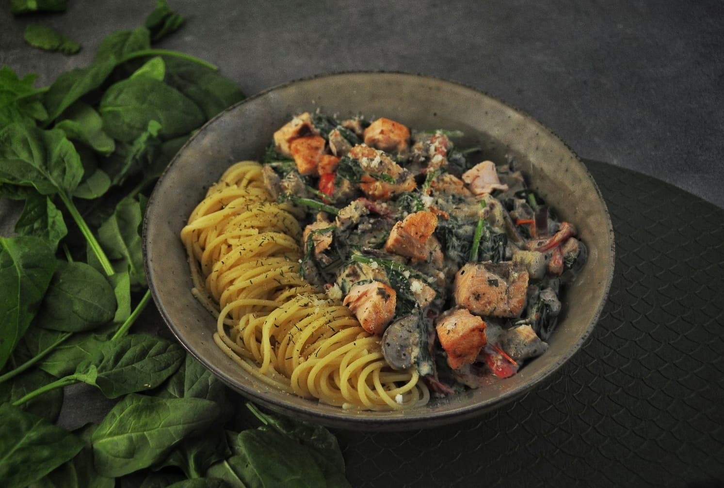 Romige pasta met zalm