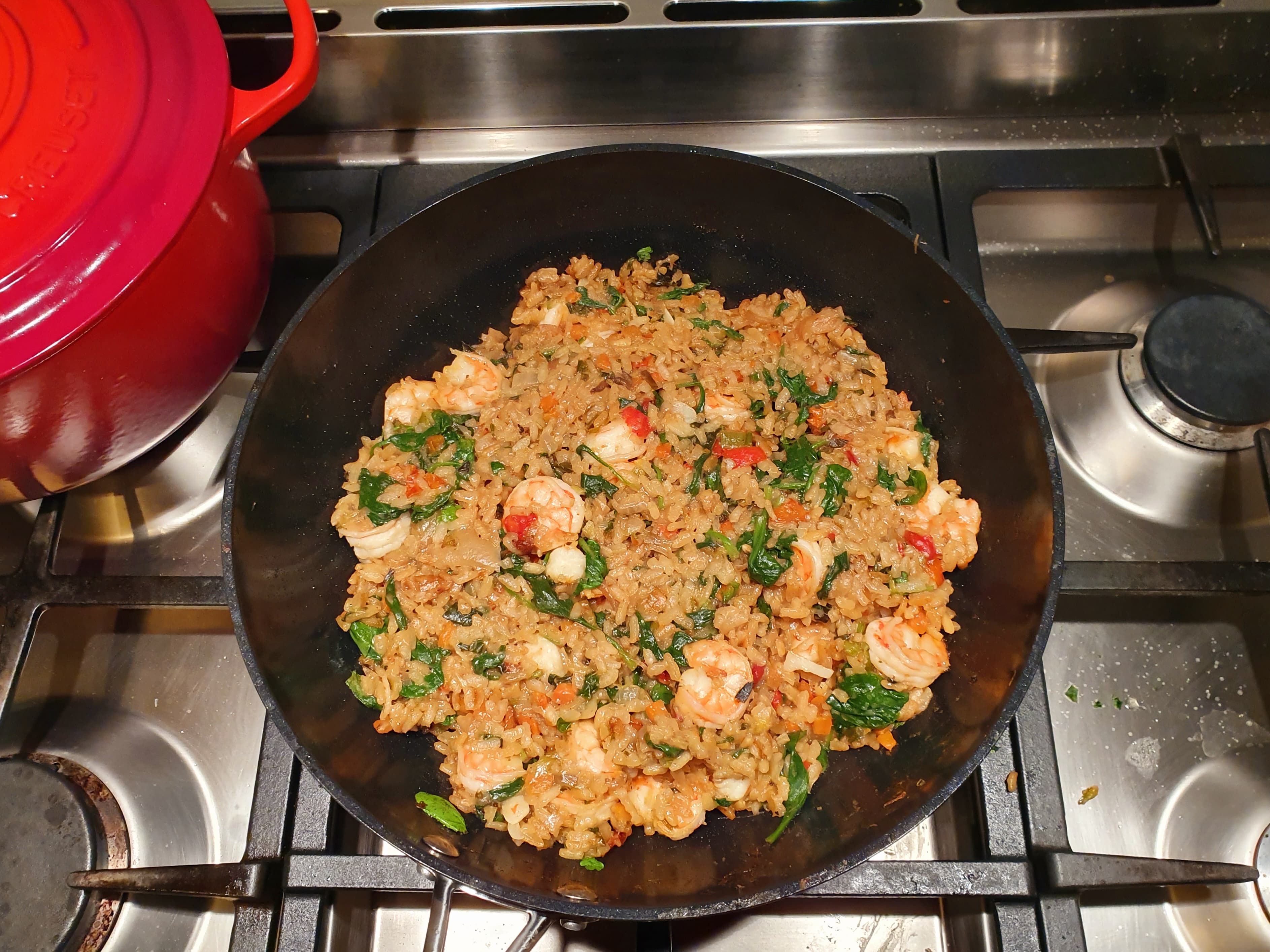Risotto met garnalen en spinazie