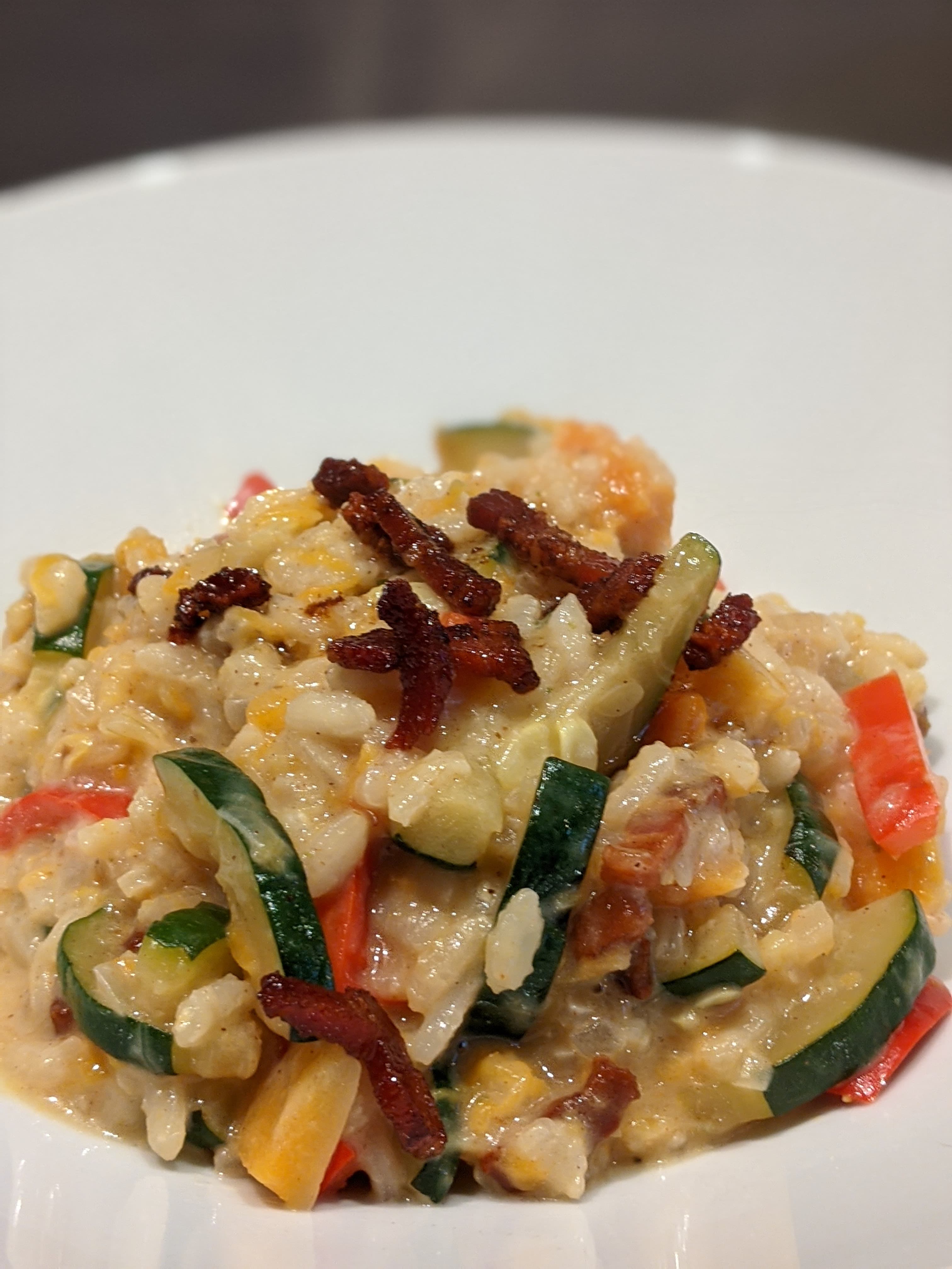 Risotto met pompoen en spek