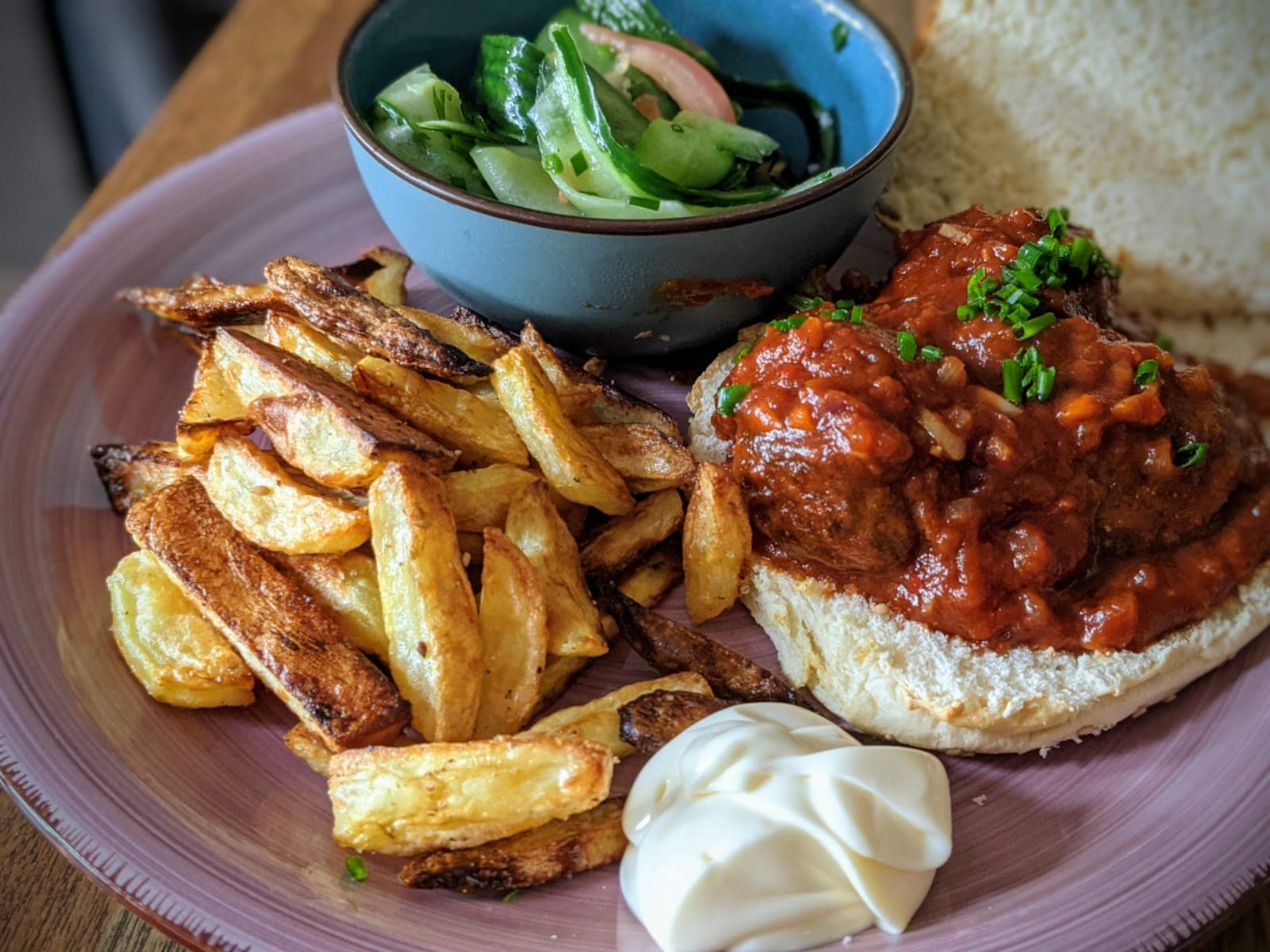 Sloppy meatball burger