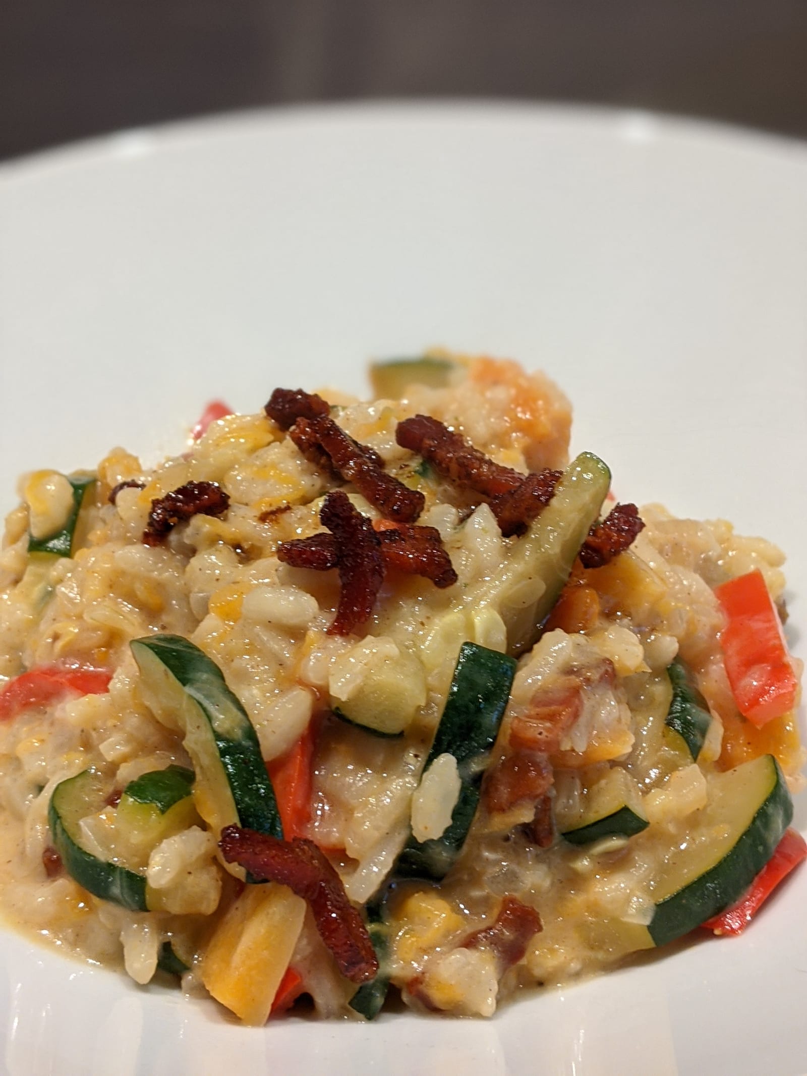Risotto met pompoen en spek
