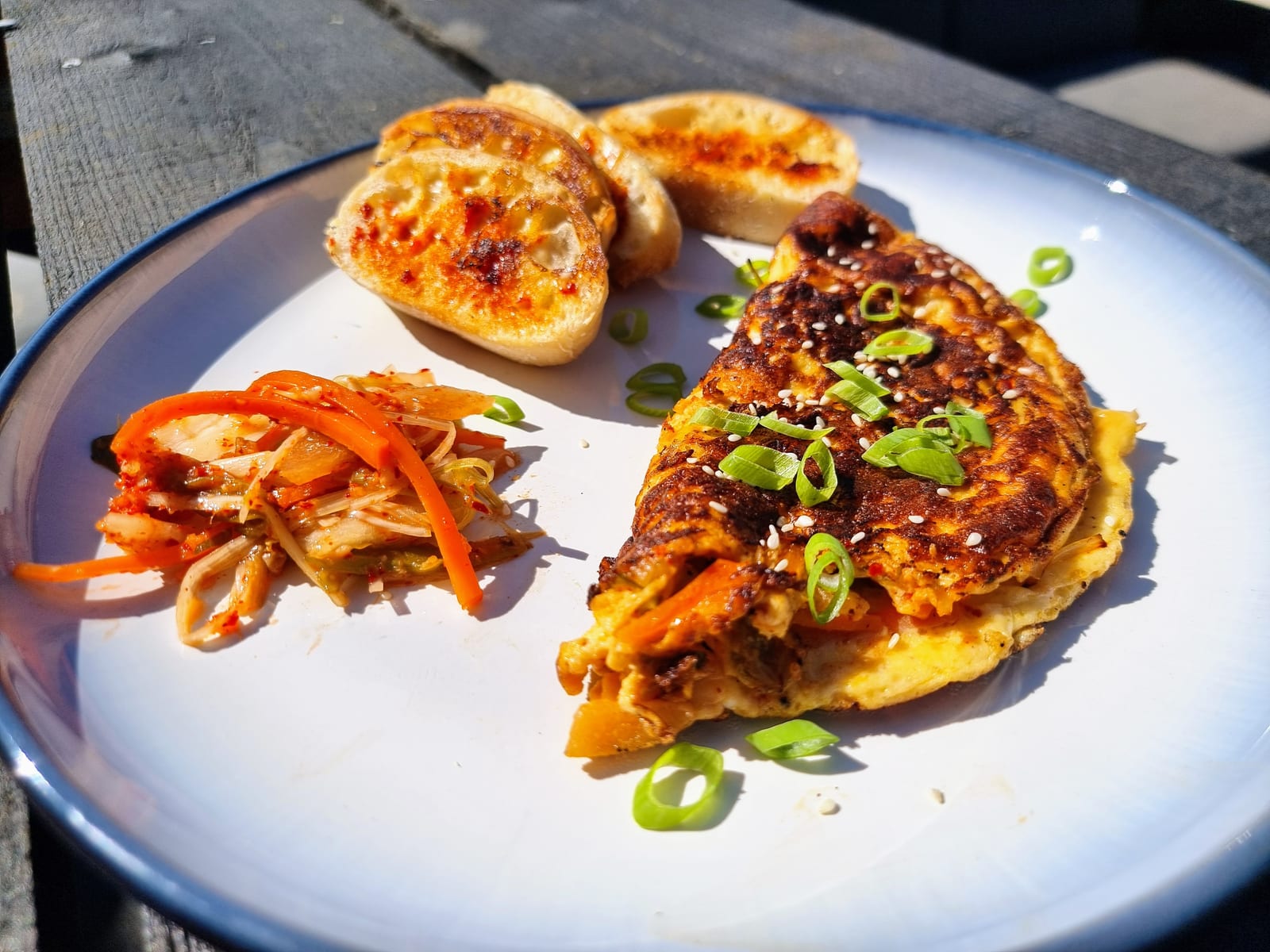 Romige omelet met kimchi