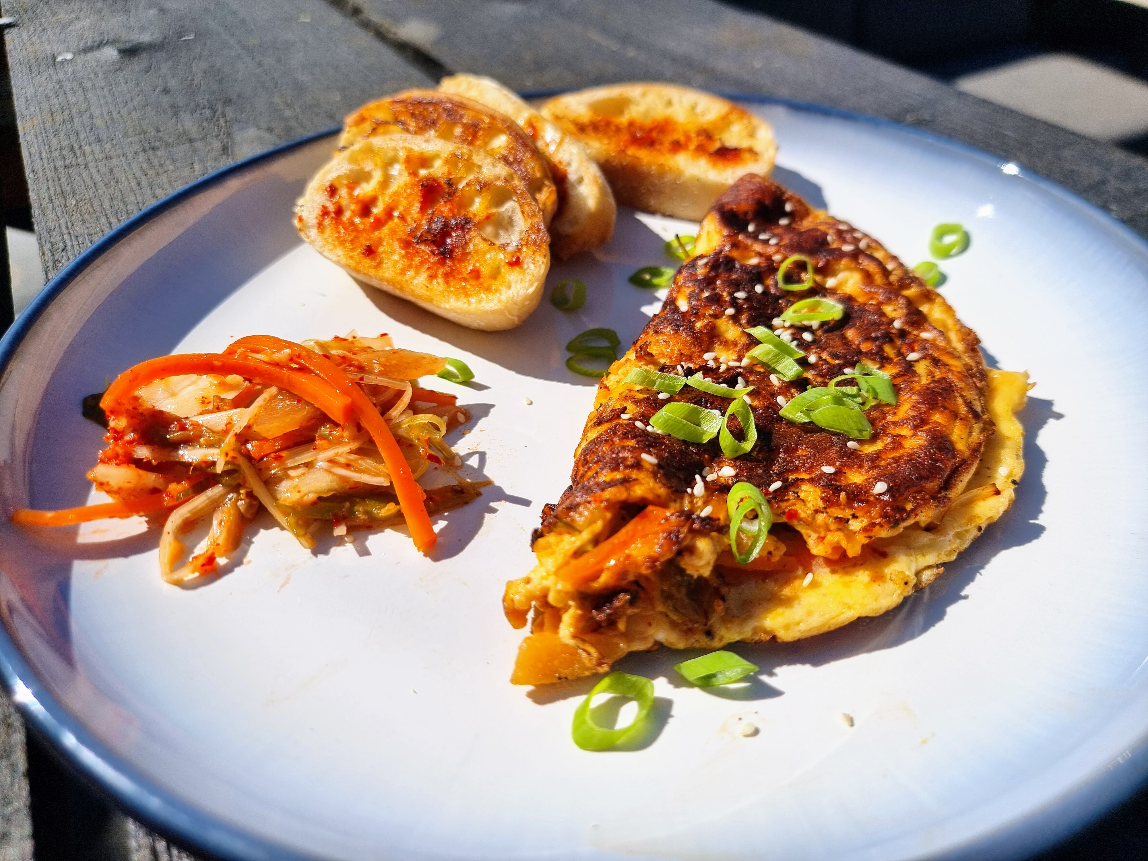 Romige omelet met kimchi